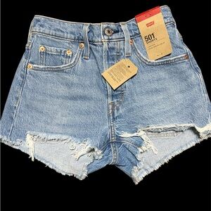 Levi's Light Blue Distressed Jean Shorts